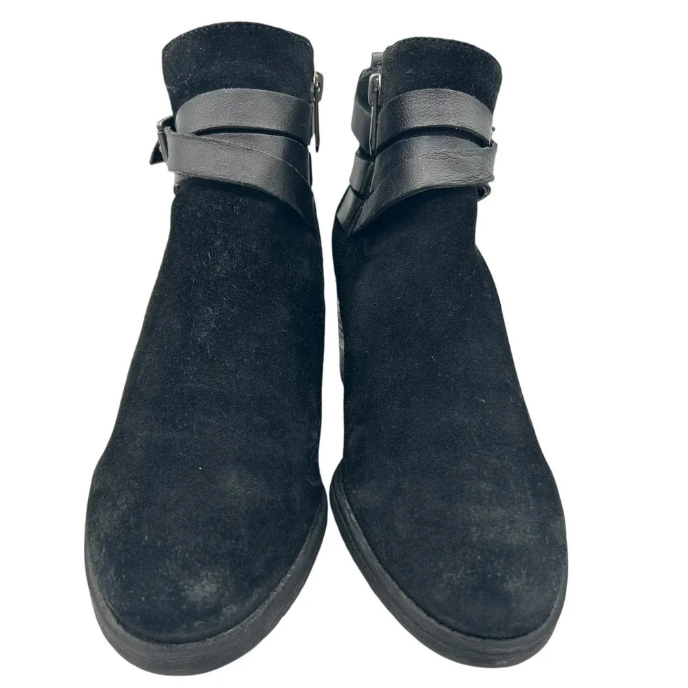 Sam Edelman Women's Black Suede Leather Hannah Belted Chelsea Bootie Size 7.5